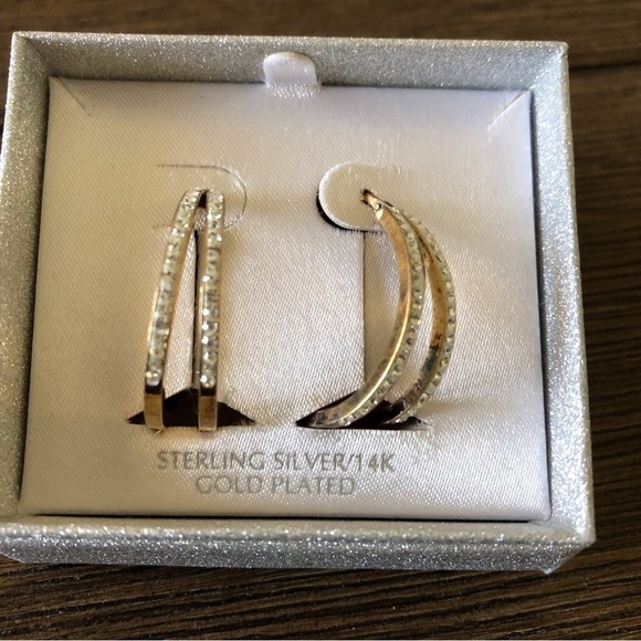 Sterling Sliver with 14k gold plated double hoop earrings - Picture 1 of 1